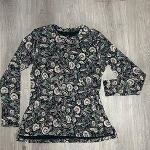 J. Jill Hunter Green and Purple Paisley L.S. Pima Cotton Tee.